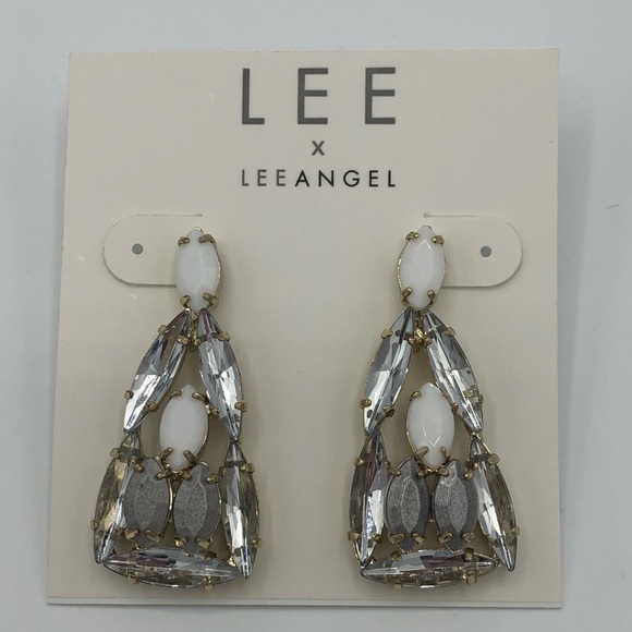 Nordstrom Lee x LeeAngel Drop Earrings Rhinestones - Picture 1 of 8